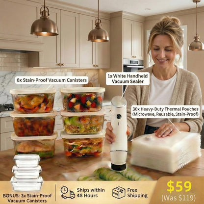 Complete Handheld Vacuum Sealer & Food Storage Bundle – Keep Food Fresh 5x Longer