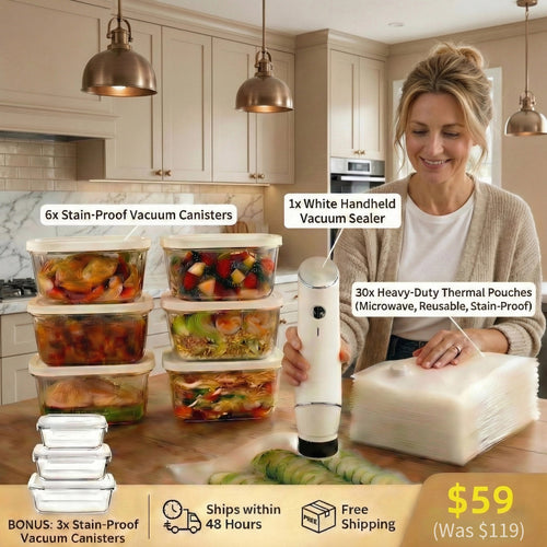 Complete Handheld Vacuum Sealer & Food Storage Bundle – Keep Food Fresh 5x Longer
