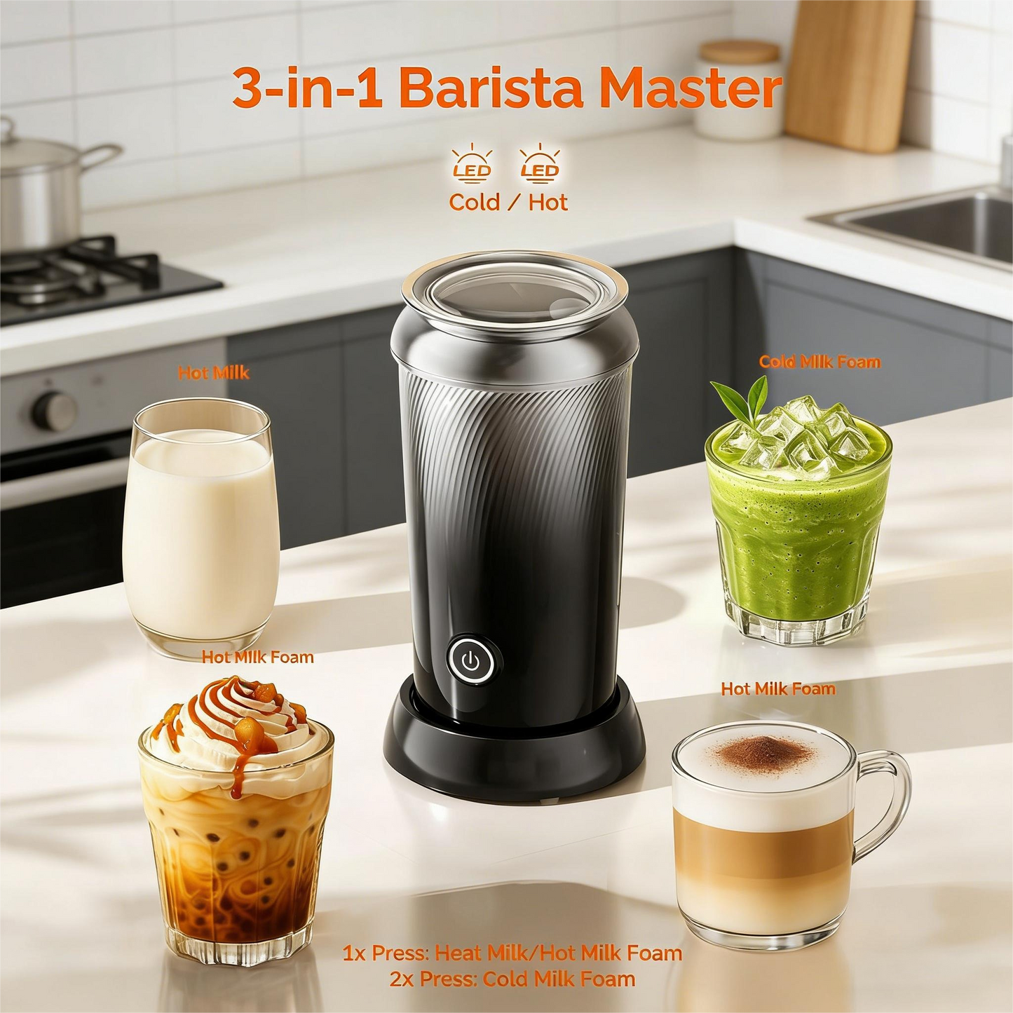 3-in-1 Electric Milk Frother & Warmer