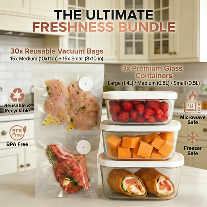 Complete Handheld Vacuum Sealer & Food Storage Bundle – Keep Food Fresh 5x Longer