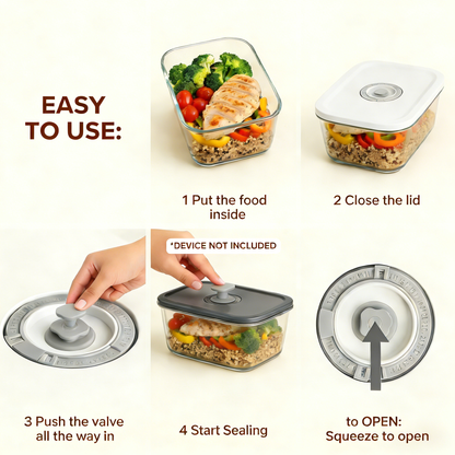 Premium Glass Vacuum Seal Food Storage Containers – 3-Piece Set for Meal Prep & Freshness