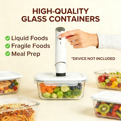 Premium Glass Vacuum Seal Food Storage Containers – 3-Piece Set for Meal Prep & Freshness
