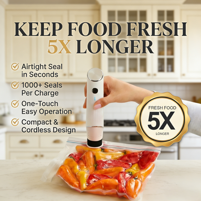 Complete Handheld Vacuum Sealer & Food Storage Bundle – Keep Food Fresh 5x Longer