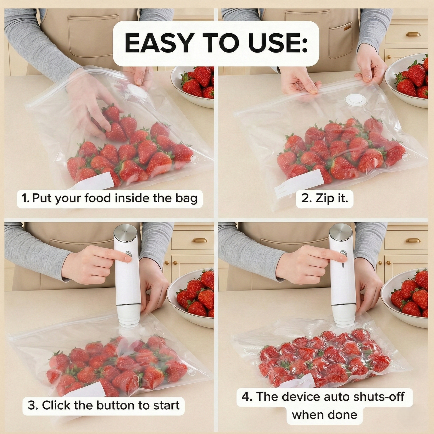 Complete Handheld Vacuum Sealer & Food Storage Bundle – Keep Food Fresh 5x Longer